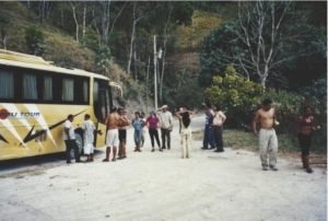 The bus breaks down after the race