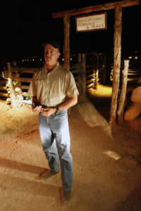 Race director Don Mann stands in front of the gate to host resort Red Cliff Lodge