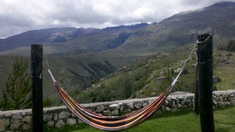 A hammock in front of the Way Inn in the Peruvian Andes